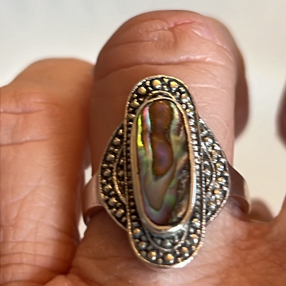 Vintage Sterling Silver & Abalone Ring - Picture 4 of 7